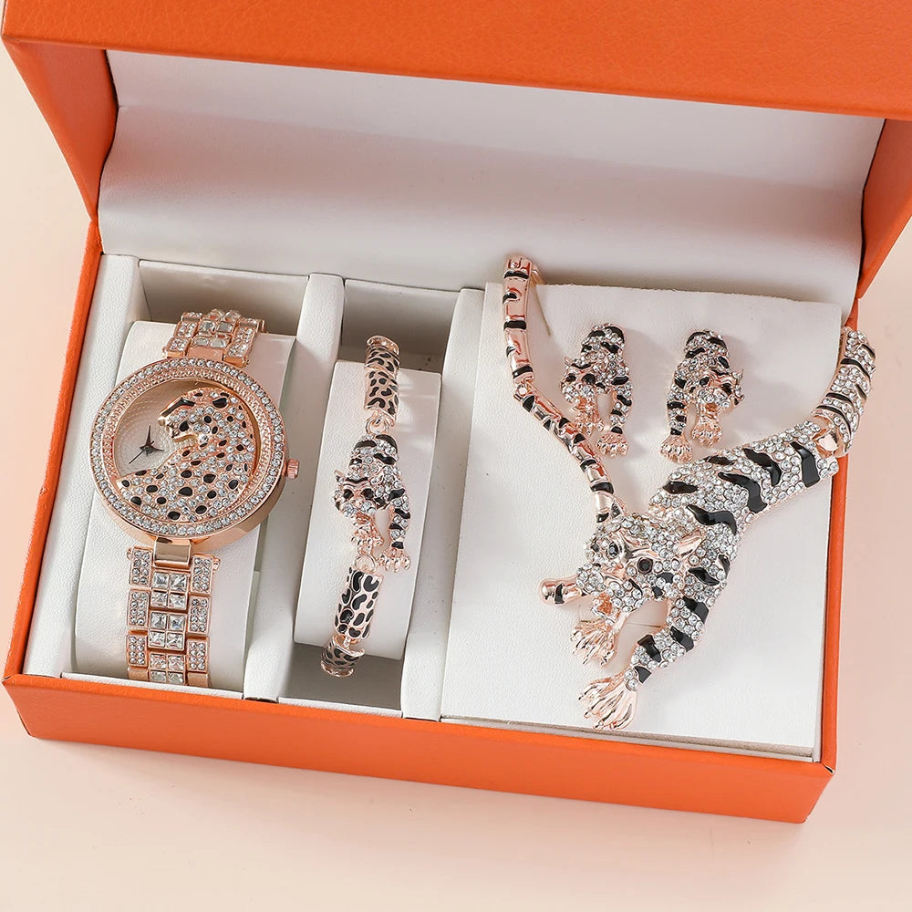 Crystal Animalier Gilded Watch Set