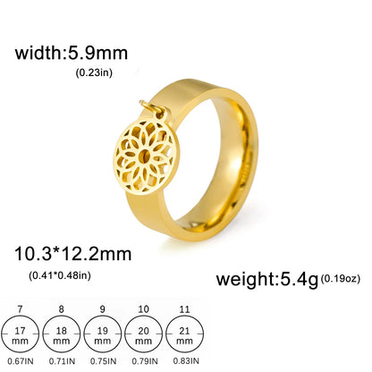 Minimalist Floral Stainless Steel Ring