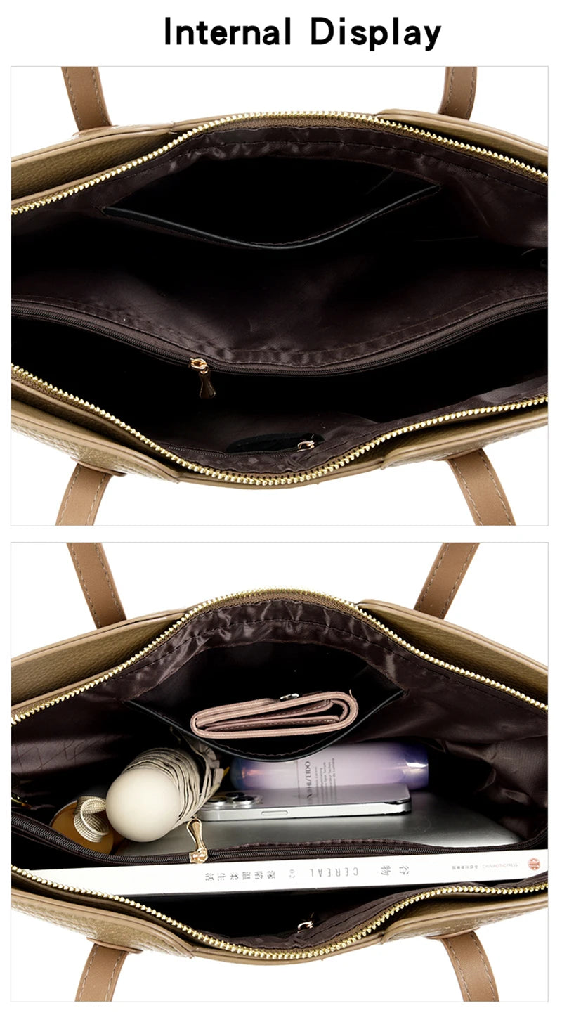 Designer Soft Leather Bucket Tote