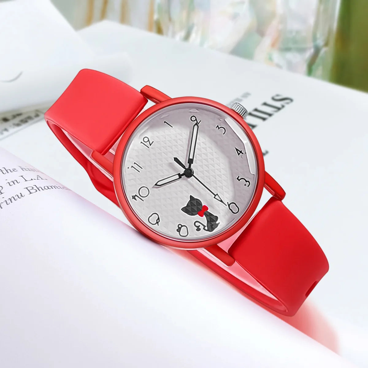 Whimsical Cat Silicone Kids Watch