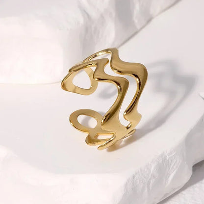 Irregular Wave Gilded Statement Ring