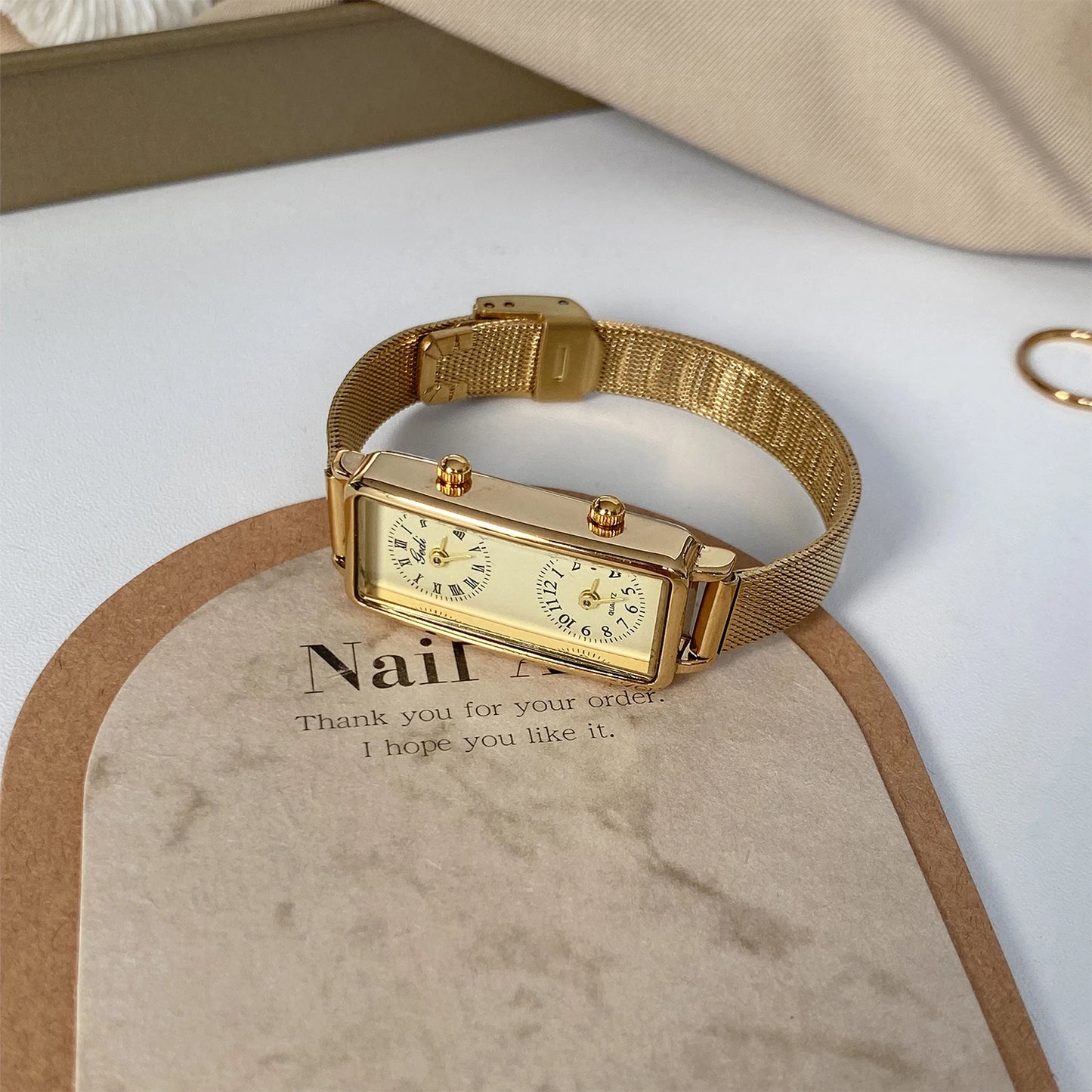 Dual-Movement Retro Square Timepiece