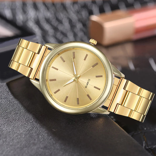 Rhinestone Gilded Mesh Bracelet Watch