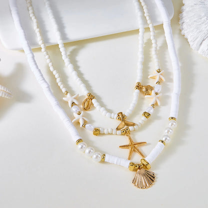 Bohemian Shell Polymer Bead Necklace