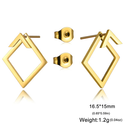 Geometric Minimalist Gold Stud Earrings