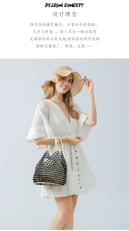 Retro Summer Handwoven Bucket Bag