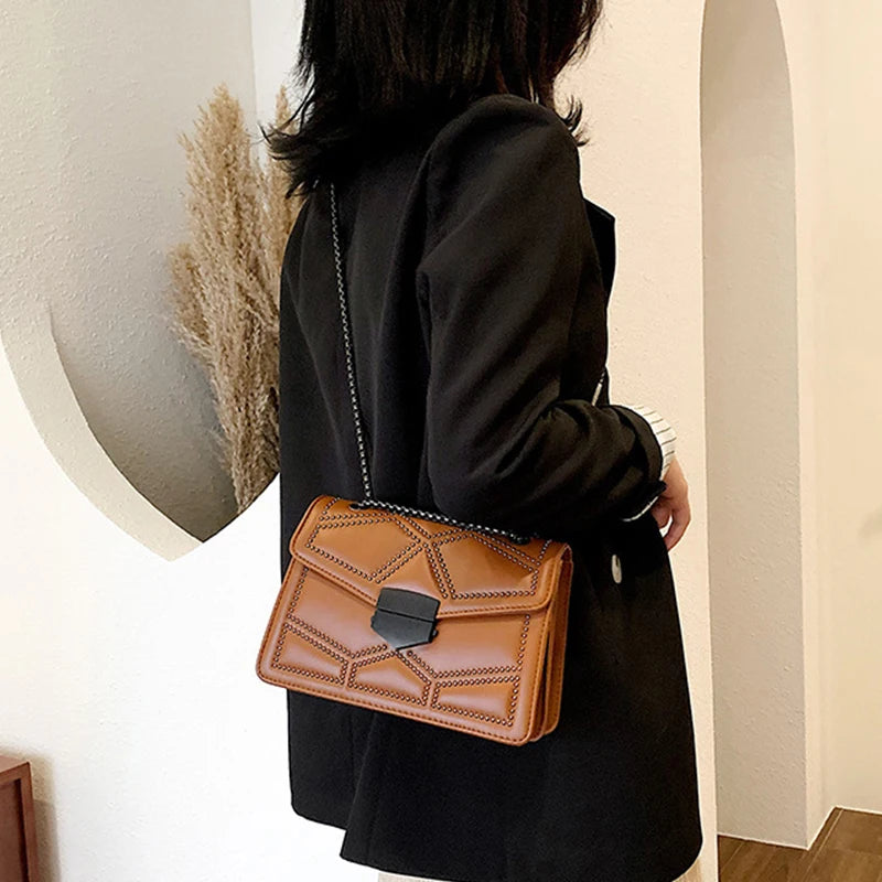 Vintage Rivet Designer Crossbody Bag