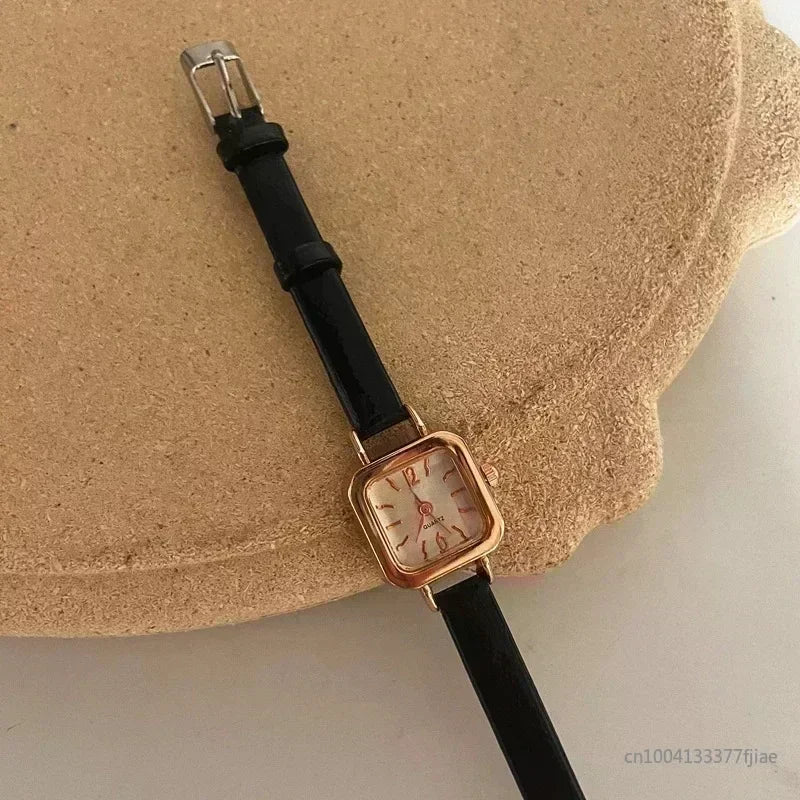 Minimalist Square Leather Strap Watch