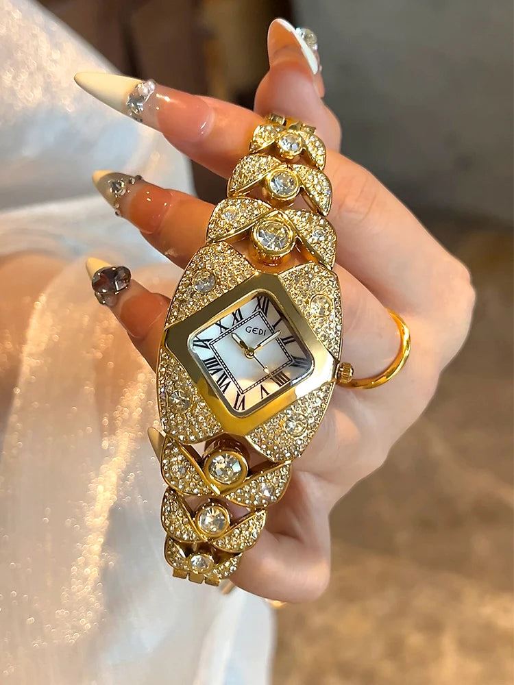 Roman Full Diamond Inlaid Watch