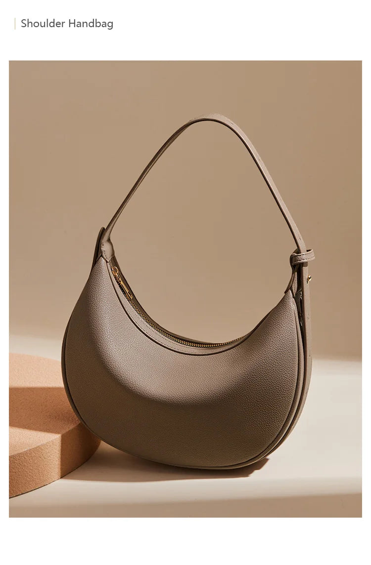 Minimalist Crescent Leather Underarm Bag