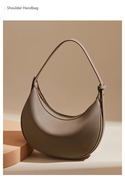 Minimalist Crescent Leather Underarm Bag