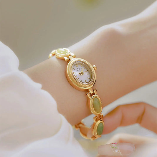 Natural Gemstone Oval Jewelry Watch