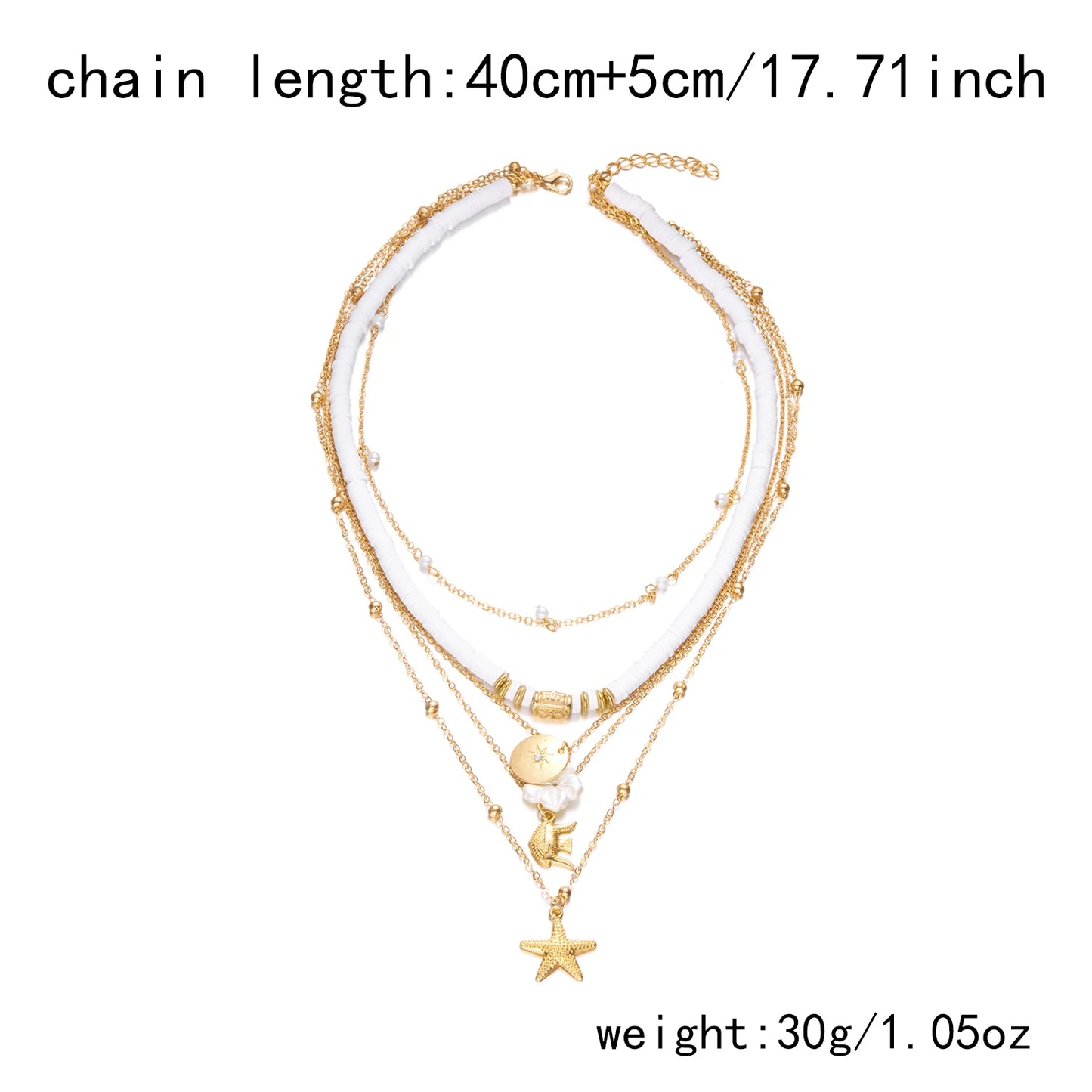 Bohemian Shell Polymer Bead Necklace