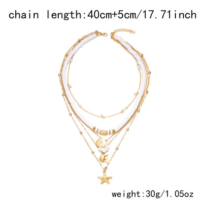 Bohemian Shell Polymer Bead Necklace