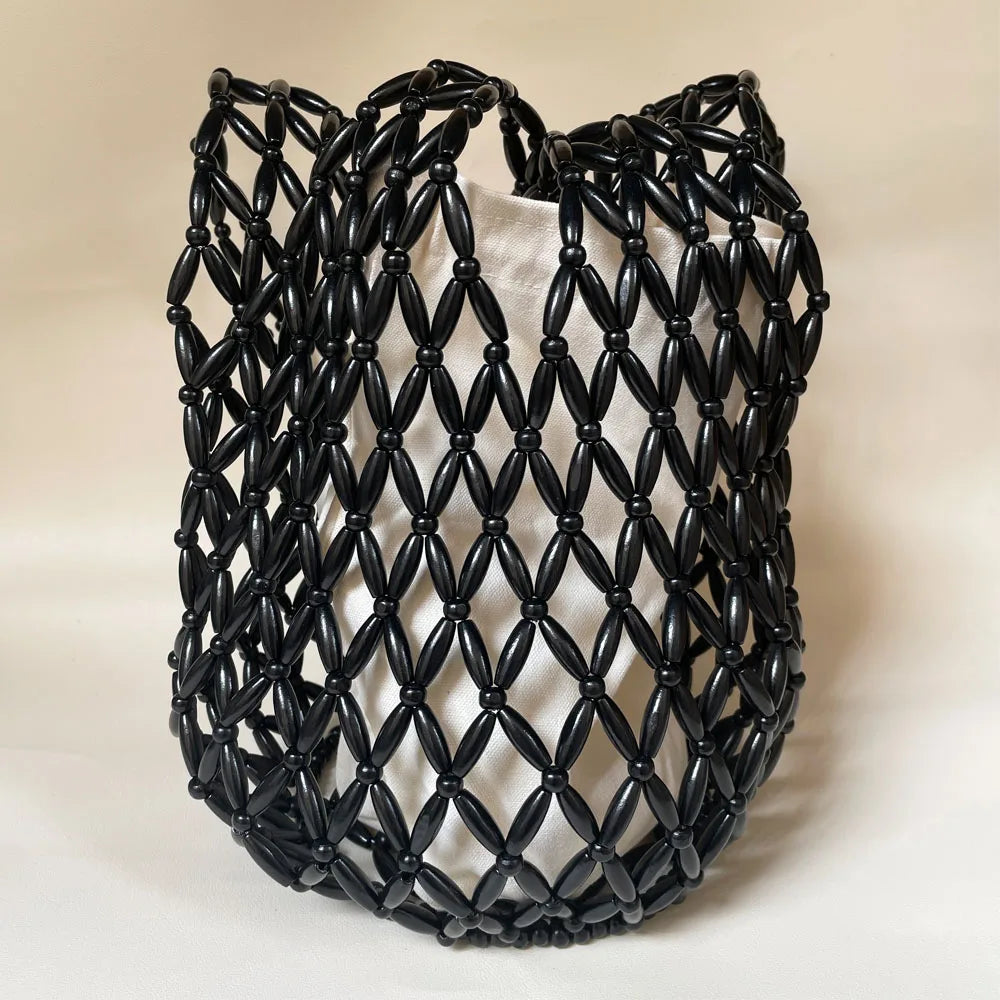 Hand-Beaded Exquisite Wooden Tote