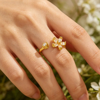 Aesthetic Opal Flower Stainless Ring