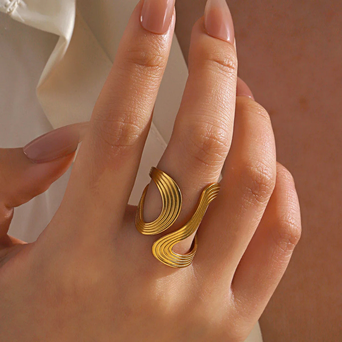 Irregular Wave Gilded Statement Ring