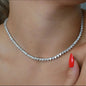 Bling Heart CZ Tennis Necklace