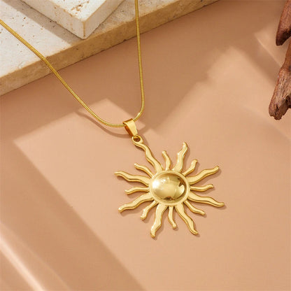 Solar Concise Sun Pendant Necklace