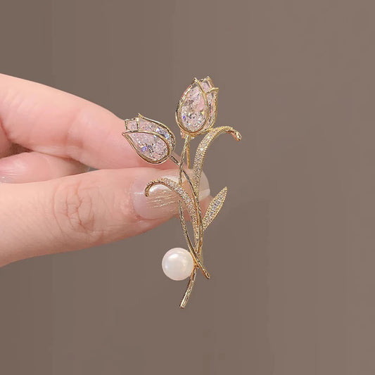 Tulip Flower Pearl Gala Brooch