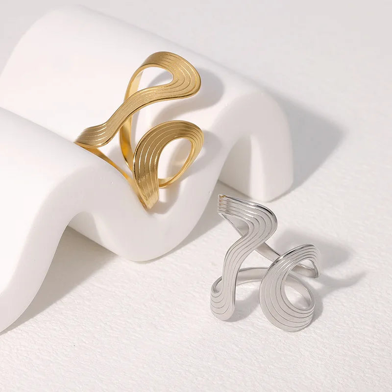 Irregular Wave Gilded Statement Ring