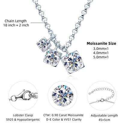 Full Moissanite Diamond Engagement Necklace