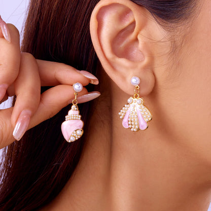 Enamel Starfish Holiday Shell Earrings