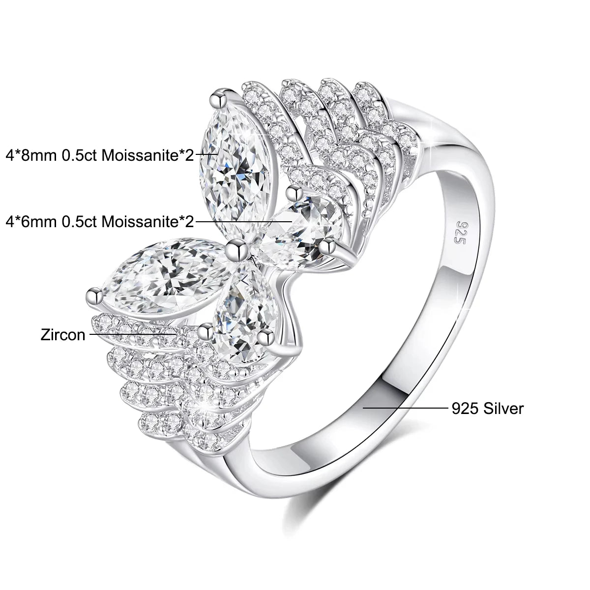 Butterfly Diamond 18k Gold Ring