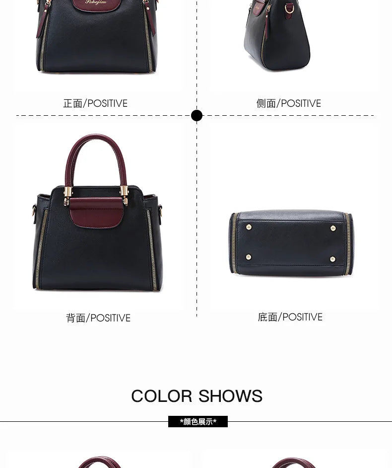 European Color-Block Office Wallet Bag