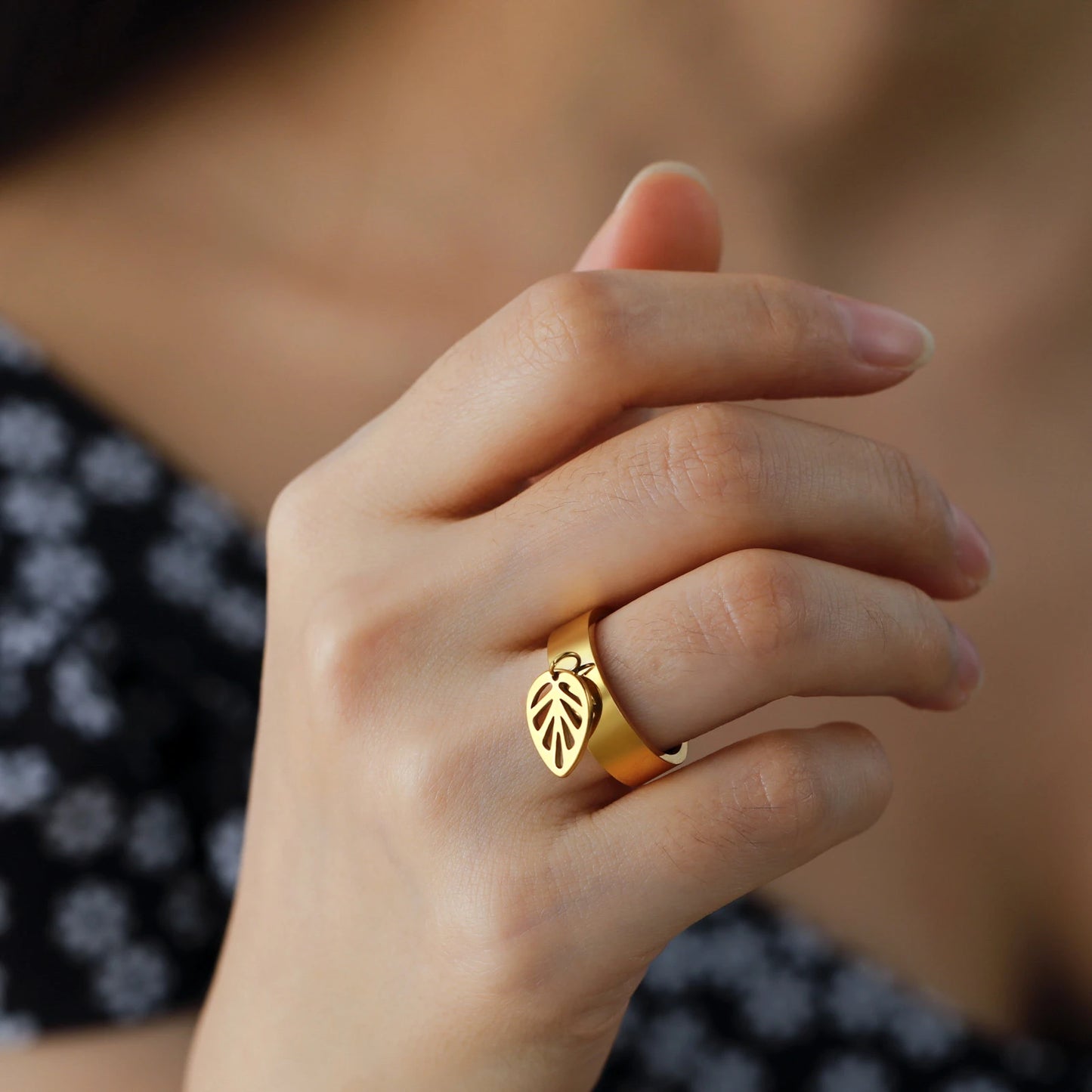 Minimalist Floral Stainless Steel Ring