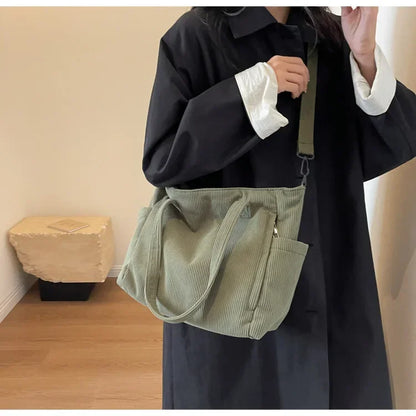 Corduroy Square Commuter Shoulder Bag