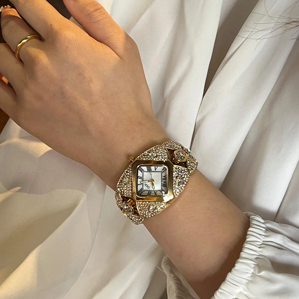 Roman Full Diamond Inlaid Watch