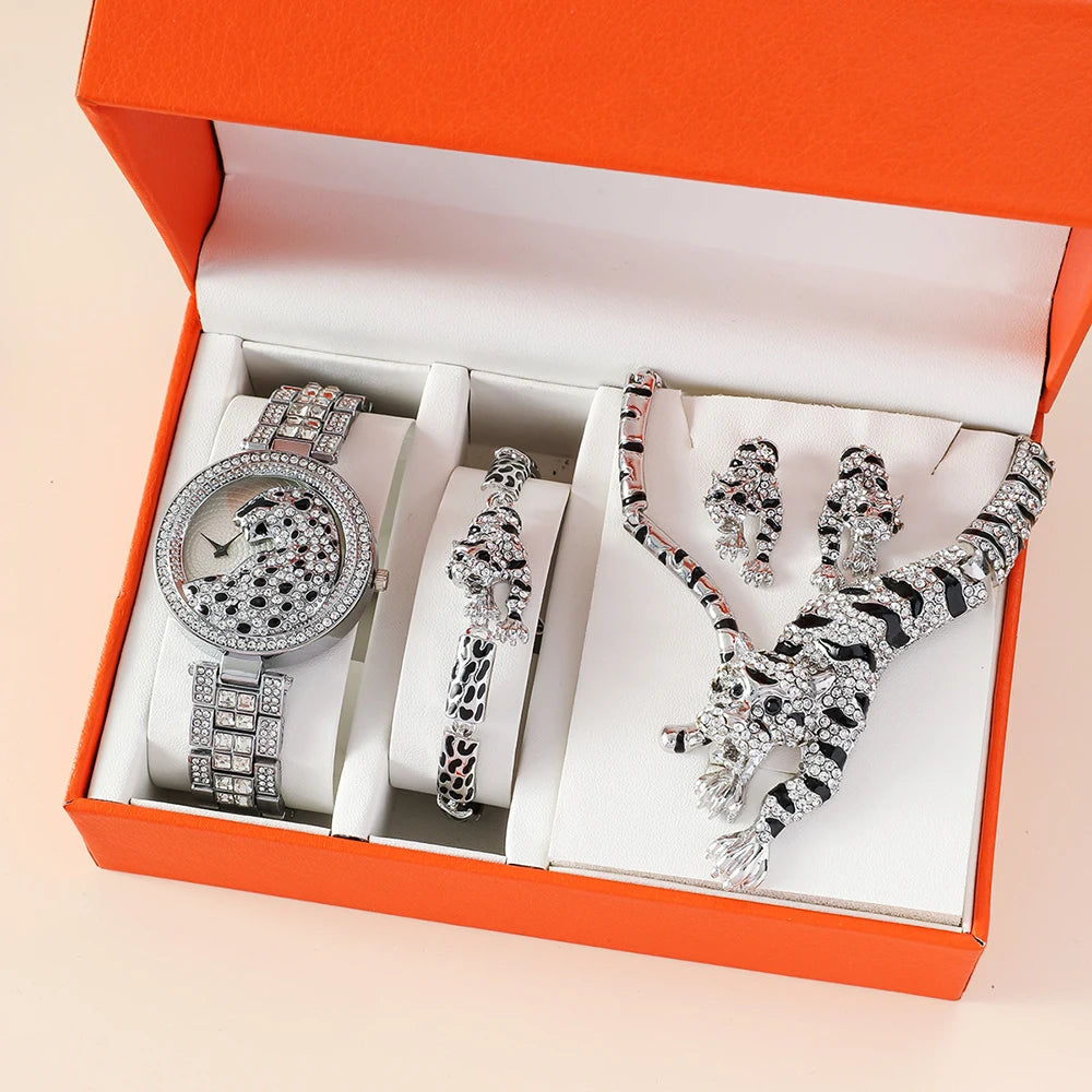 Crystal Animalier Gilded Watch Set