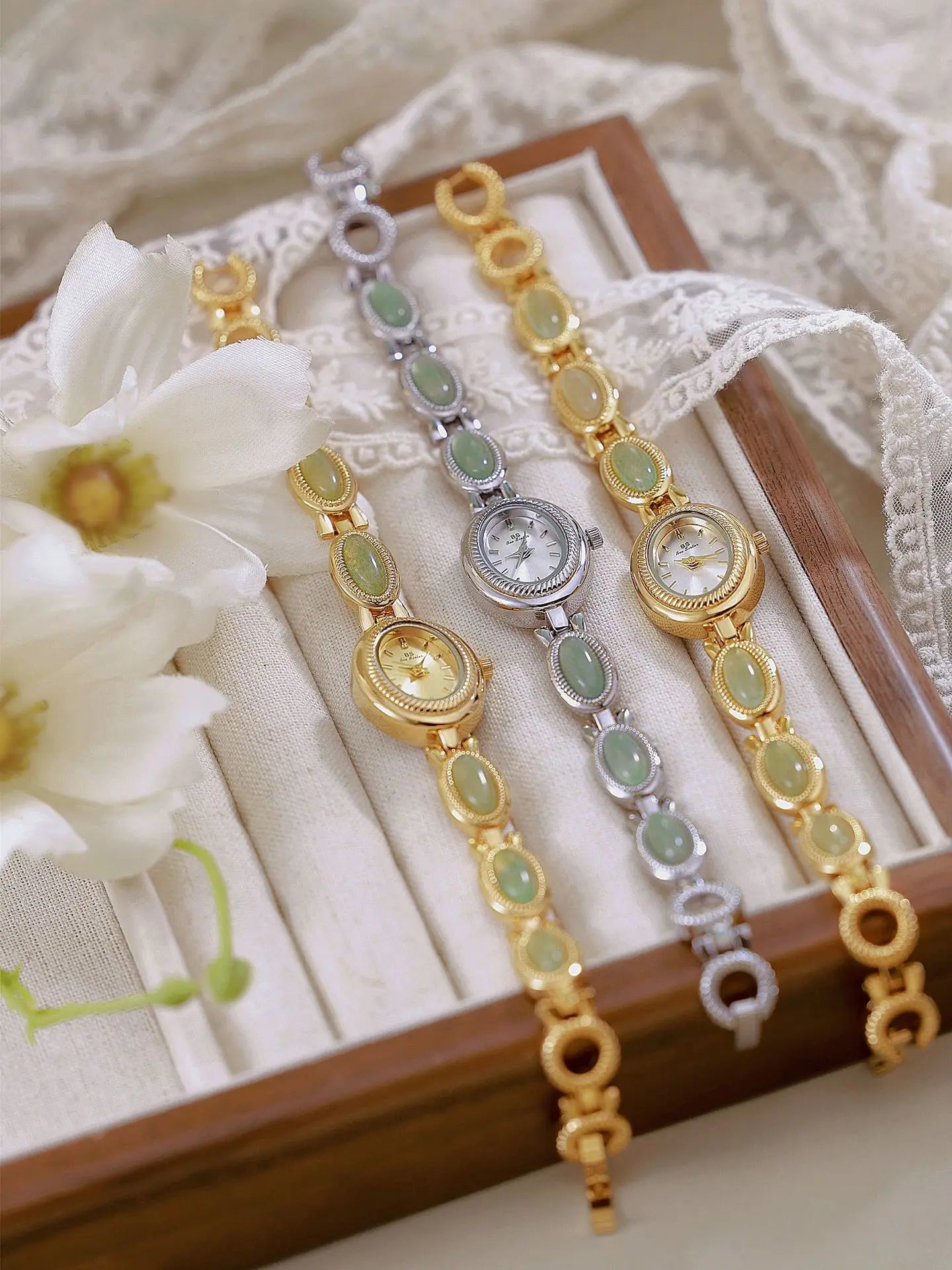 Natural Gemstone Oval Jewelry Watch