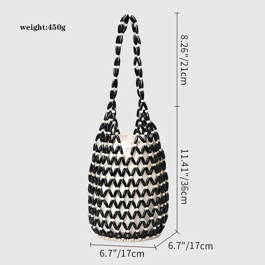 Hand-Beaded Exquisite Wooden Tote