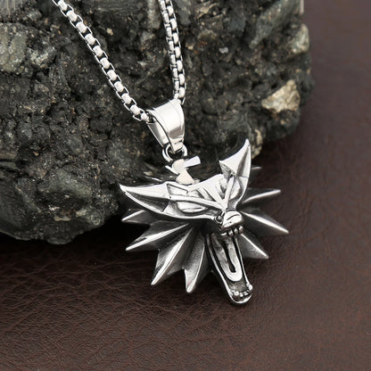Viking Wolf Head Punk Necklace