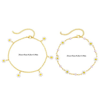 Enamel Daisy Evil Eye Anklet