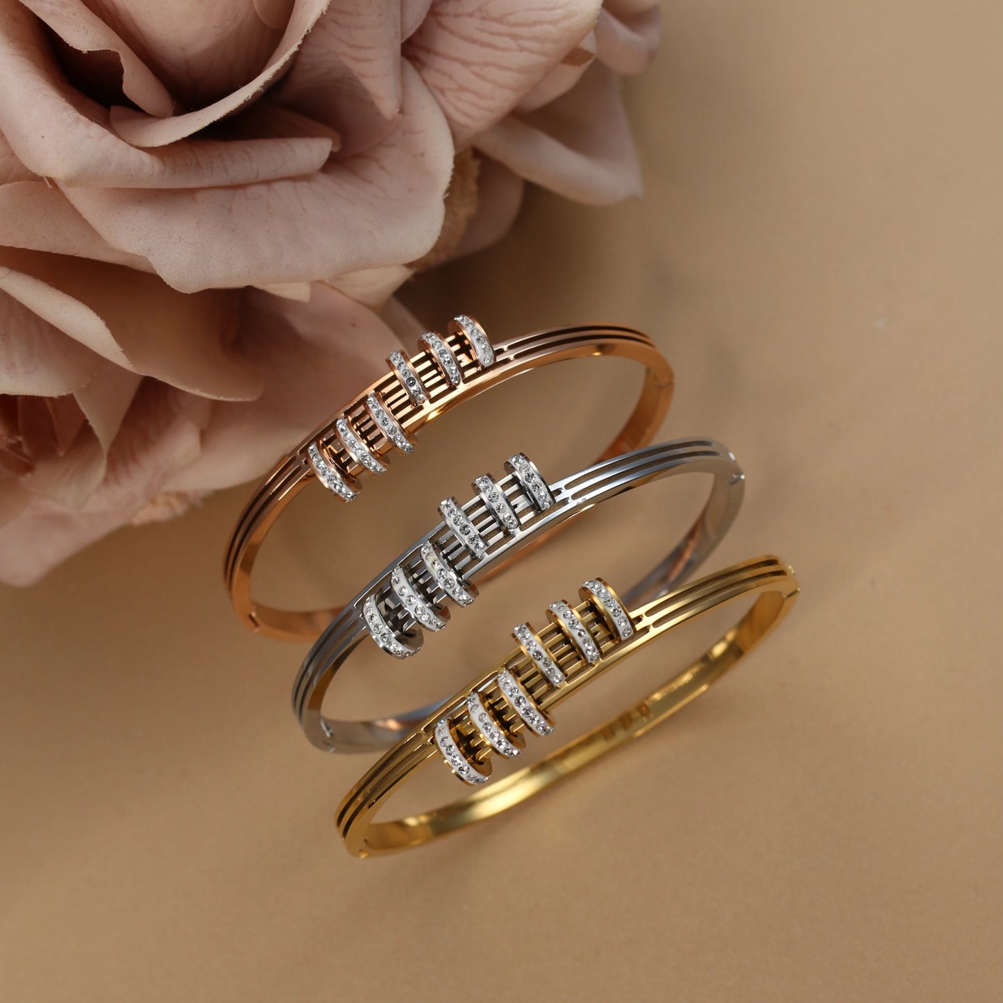 Hollow Crystal Half Face Bangle