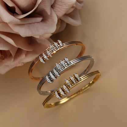 Hollow Crystal Half Face Bangle