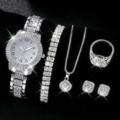 Hip-Hop Diamond Watch & Jewelry Set