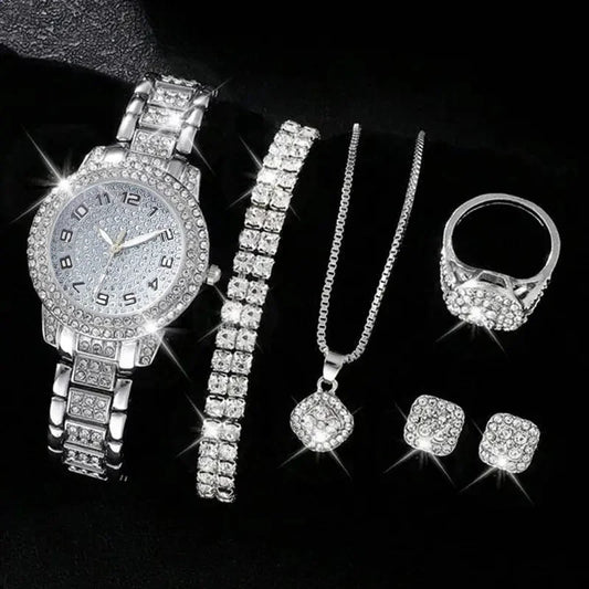 Hip-Hop Diamond Watch & Jewelry Set