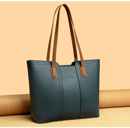 Designer Soft Leather Bucket Tote
