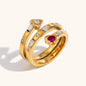 Triple Layer Heart Zircon Ring