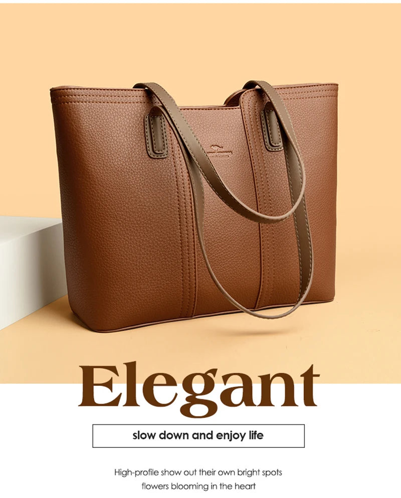 Designer Soft Leather Bucket Tote