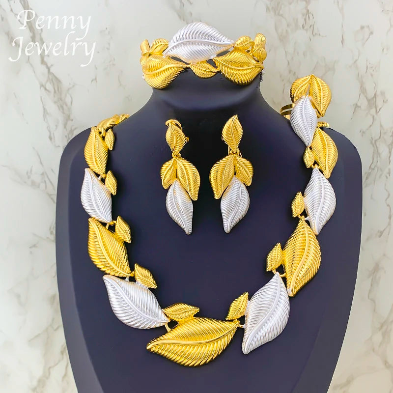 Leaf Shaped Gilded Choker Set