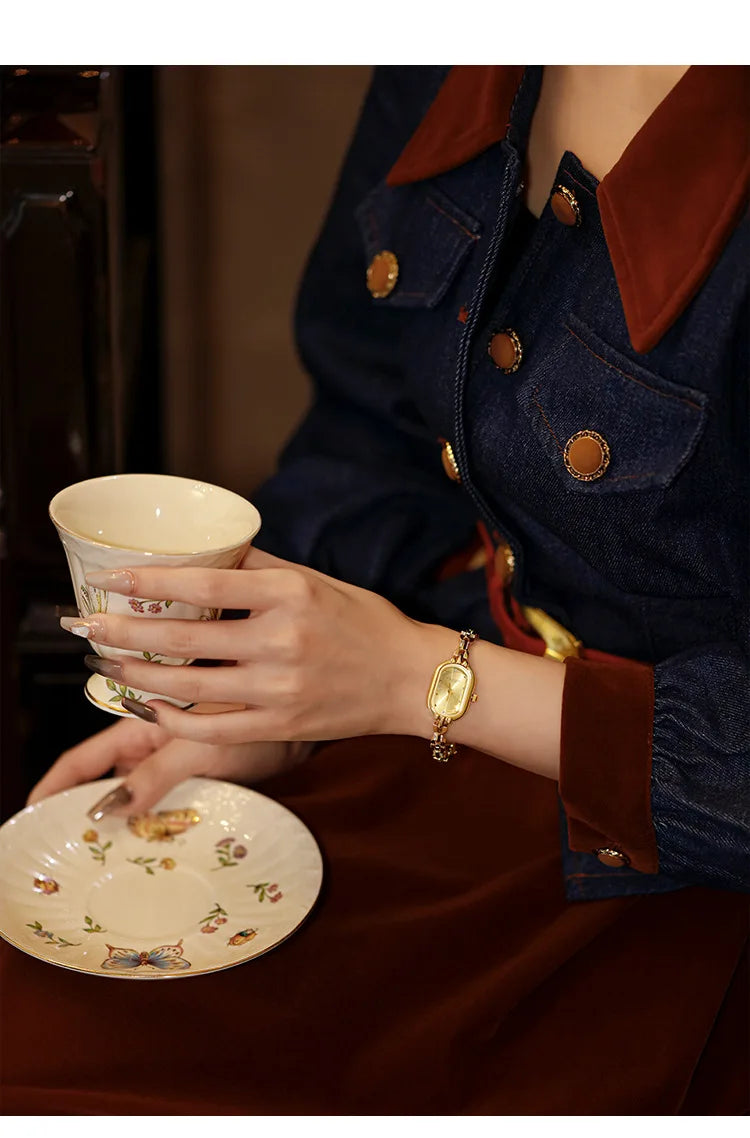 Japanese Movement Oval Gold Watch