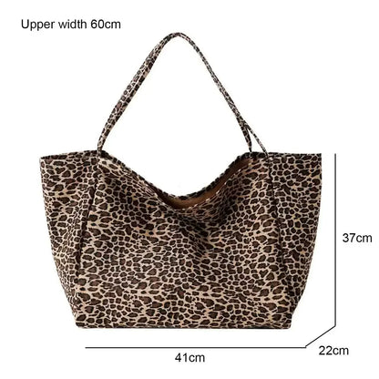 Leopard Motif Canvas Statement Tote