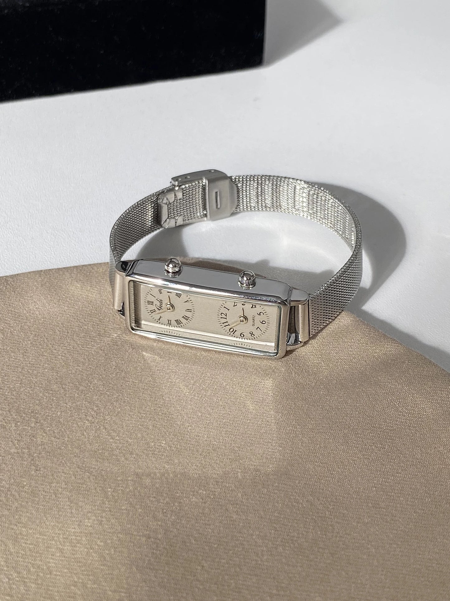 Dual-Movement Retro Square Quartz Watch