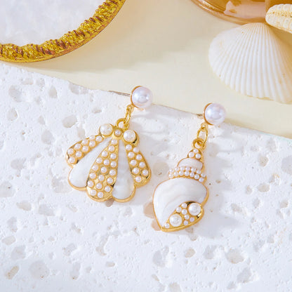 Enamel Starfish Holiday Shell Earrings
