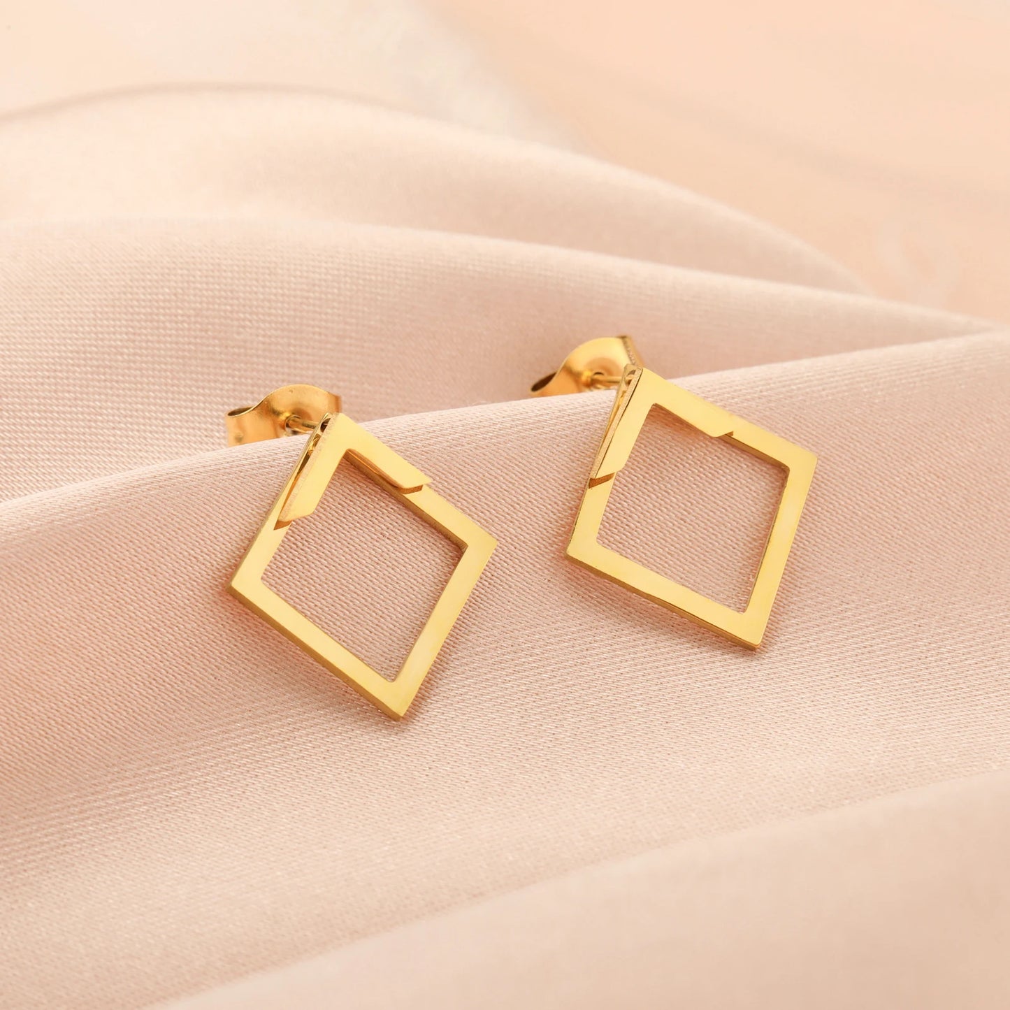 Geometric Minimalist Gold Stud Earrings